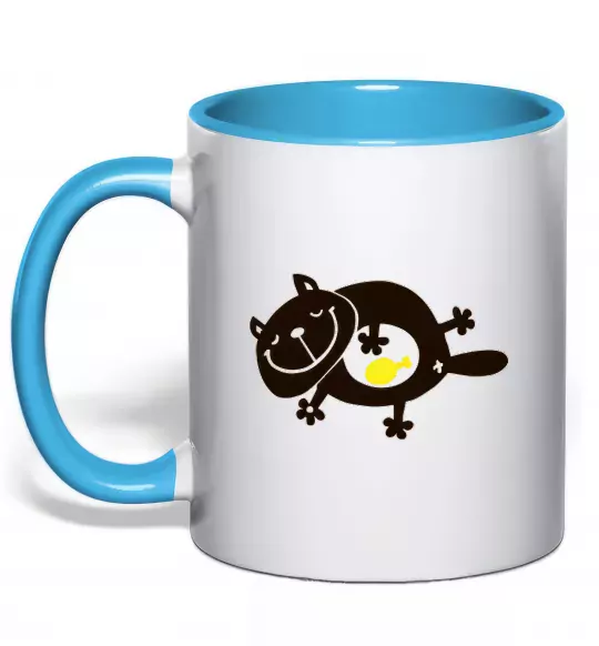 Чашка з кольоровою ручкою HAPPY FAT CAT Блакитний фото