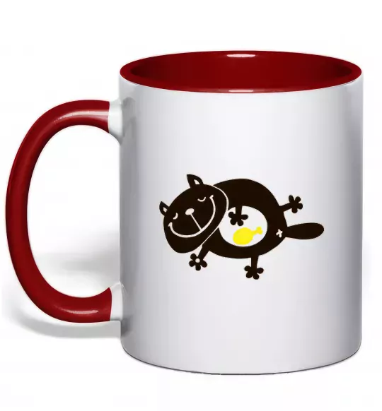 Чашка з кольоровою ручкою HAPPY FAT CAT Червоний фото