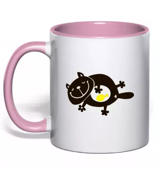 Чашка з кольоровою ручкою HAPPY FAT CAT Ніжно рожевий фото