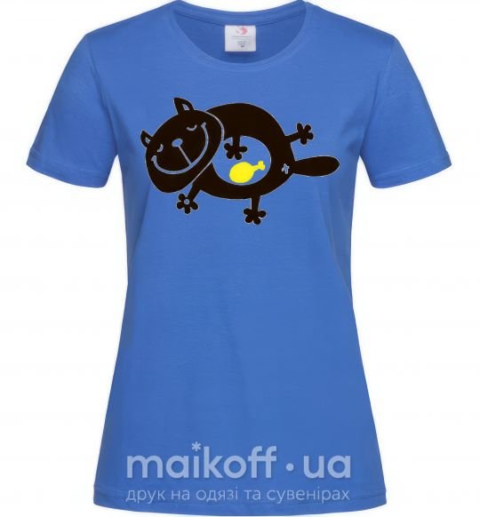 Женская футболка HAPPY FAT CAT Ярко-синий фото