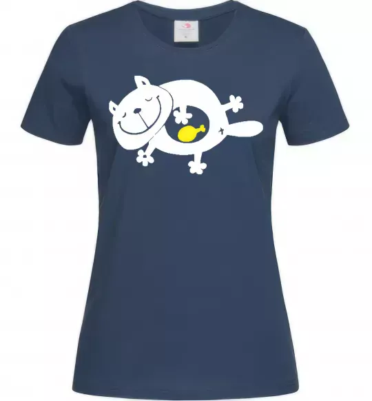 Жіноча футболка HAPPY FAT CAT Темно-синій фото