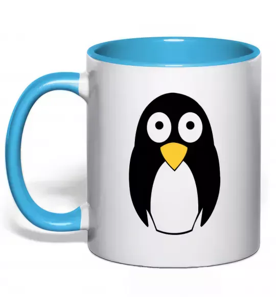 Чашка з кольоровою ручкою POP-EYED PENGUIN Блакитний фото