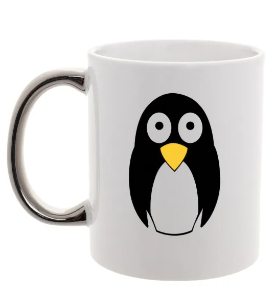 Чашка з кольоровою ручкою POP-EYED PENGUIN Срібло фото