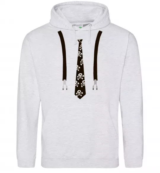 Мужская толстовка (худи) Краватка з підтяжками Серый меланж фото