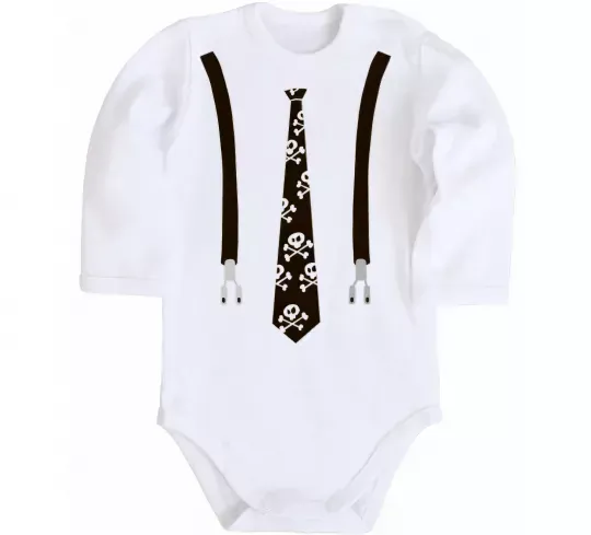 Дитячий бодік Краватка з підтяжками Білий фото