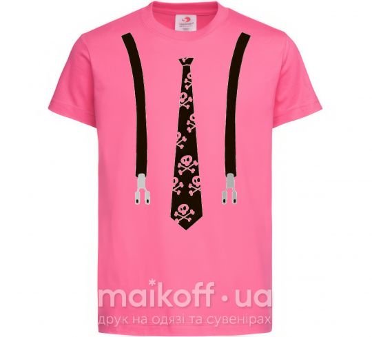 Дитяча футболка Галстук вместе с подтяжками Яскраво-рожевий фото