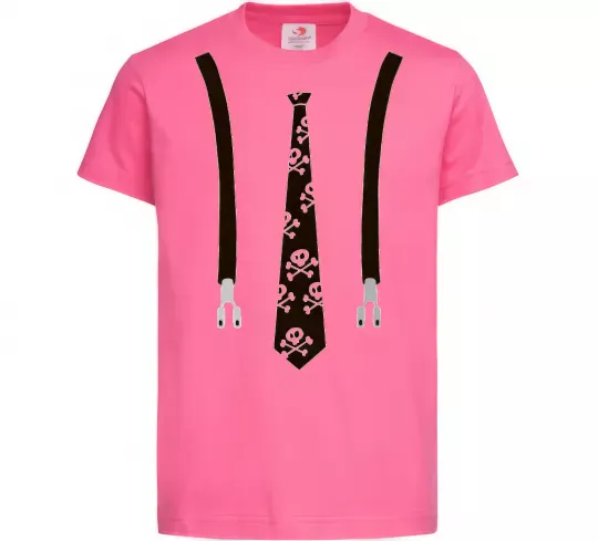 Дитяча футболка Краватка з підтяжками Яскраво-рожевий фото