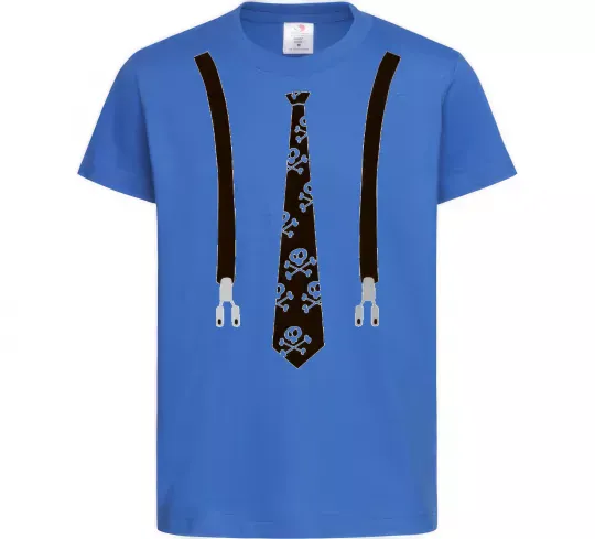 Дитяча футболка Краватка з підтяжками Яскраво-синій фото
