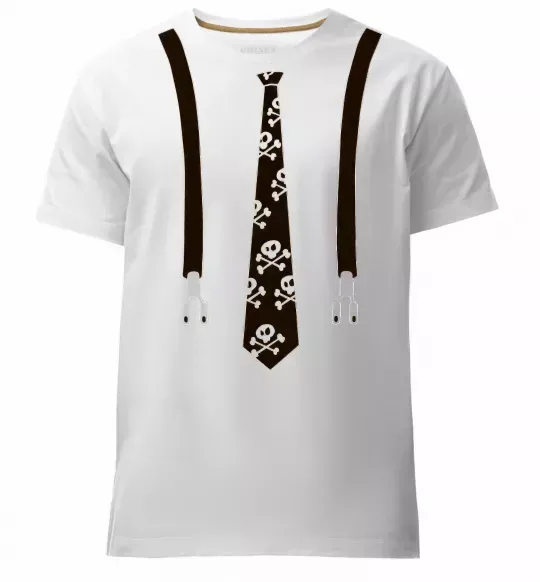 Чоловіча преміум футболка Краватка з підтяжками Білий фото