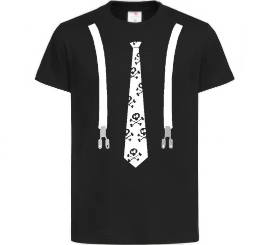 Дитяча футболка Краватка з підтяжками Чорний фото