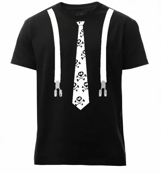 Чоловіча преміум футболка Краватка з підтяжками Чорний фото