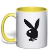 Чашка с цветной ручкой PLAYBOY BUNNY Лимонный фото