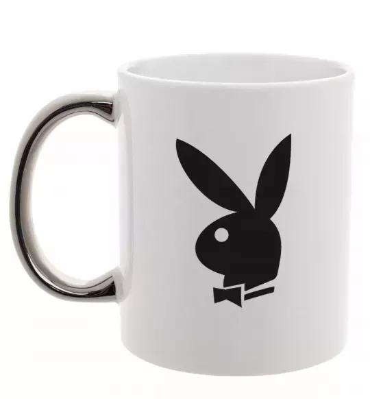 Чашка с цветной ручкой PLAYBOY BUNNY Серебро фото