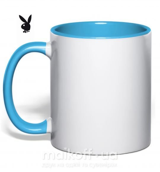 Чашка с цветной ручкой PLAYBOY BUNNY Голубой фото