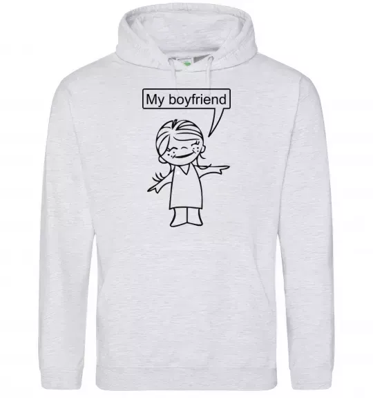 Жіноча толстовка (худі) MY BOYFRIEND Сірий меланж фото