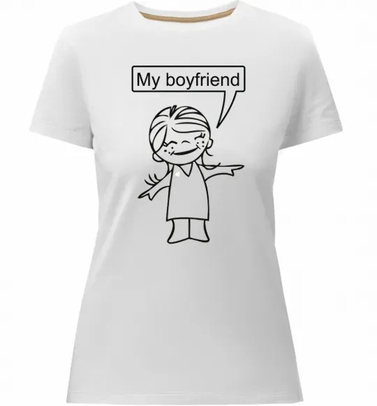 Женская премиум футболка MY BOYFRIEND Белый фото