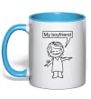 Чашка з кольоровою ручкою MY BOYFRIEND Блакитний Чашка з кольоровою ручкою MY BOYFRIEND Блакитний фото