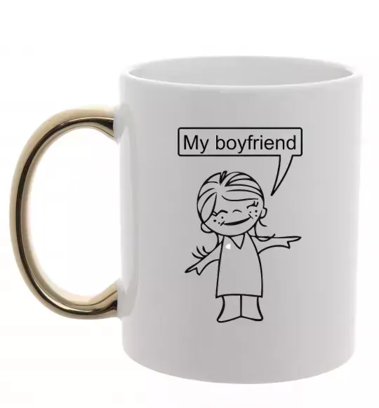 Чашка з кольоровою ручкою MY BOYFRIEND Золото фото