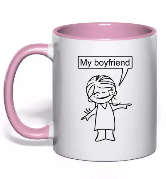 Чашка з кольоровою ручкою MY BOYFRIEND Ніжно рожевий фото