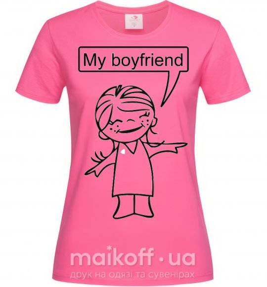 Жіноча футболка MY BOYFRIEND Яскраво-рожевий фото