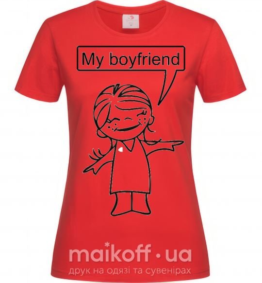 Жіноча футболка MY BOYFRIEND Червоний фото