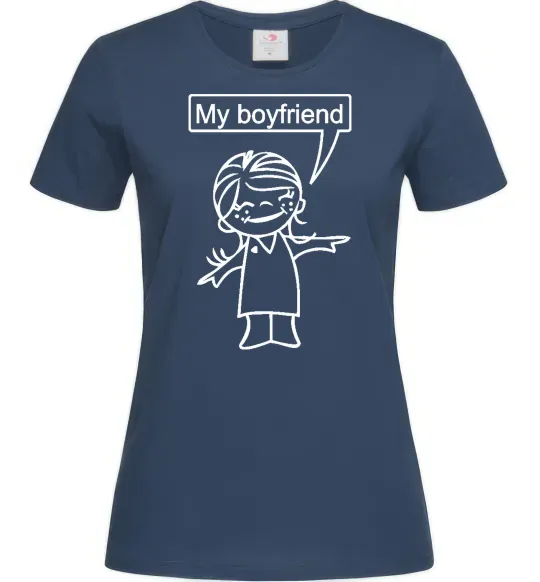 Жіноча футболка MY BOYFRIEND Темно-синій фото