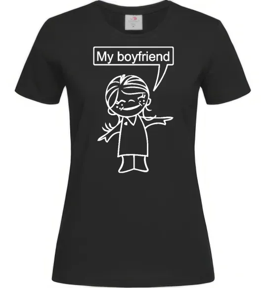 Жіноча футболка MY BOYFRIEND Чорний фото