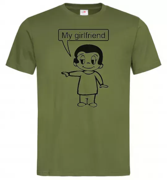 Чоловіча футболка MY GIRLFRIEND Оливковий фото