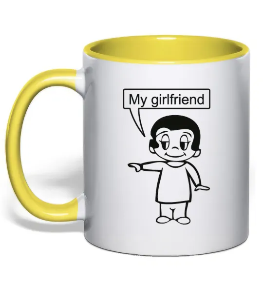 Чашка с цветной ручкой MY GIRLFRIEND Лимонный фото