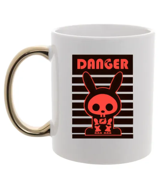 Чашка с цветной ручкой DANGER RABBIT Золото фото