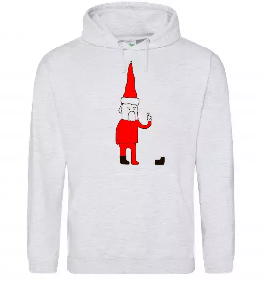 Мужская толстовка (худи) Дід Мороз. PEACE Серый меланж фото