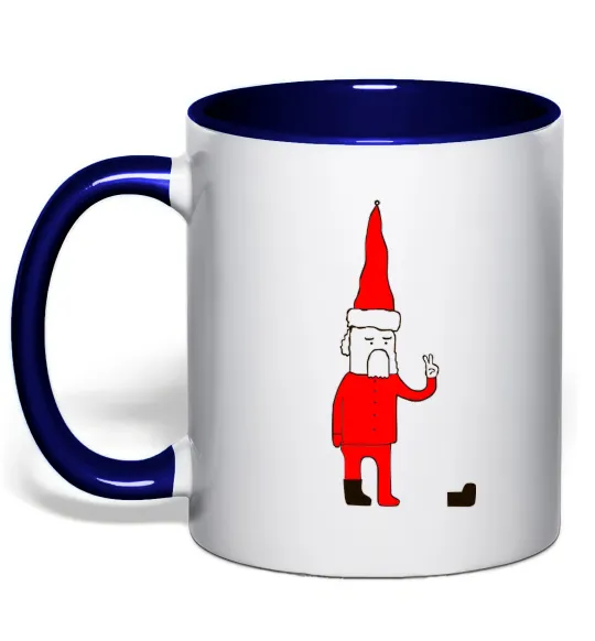 Чашка з кольоровою ручкою Дід Мороз. PEACE Глибокий темно-синій фото