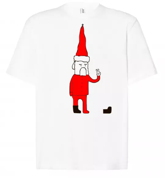 Футболка Оверсайз Дід Мороз. PEACE Білий фото