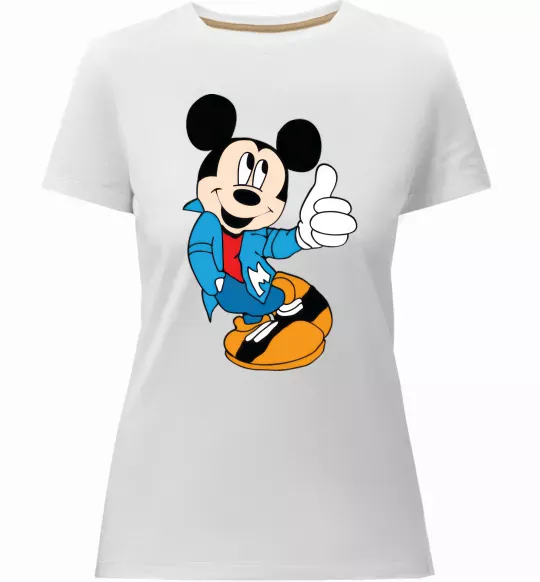 Женская премиум футболка HAPPY MICKEY Белый фото