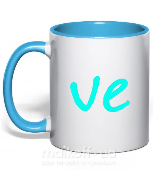 Чашка з кольоровою ручкою VE Блакитний фото