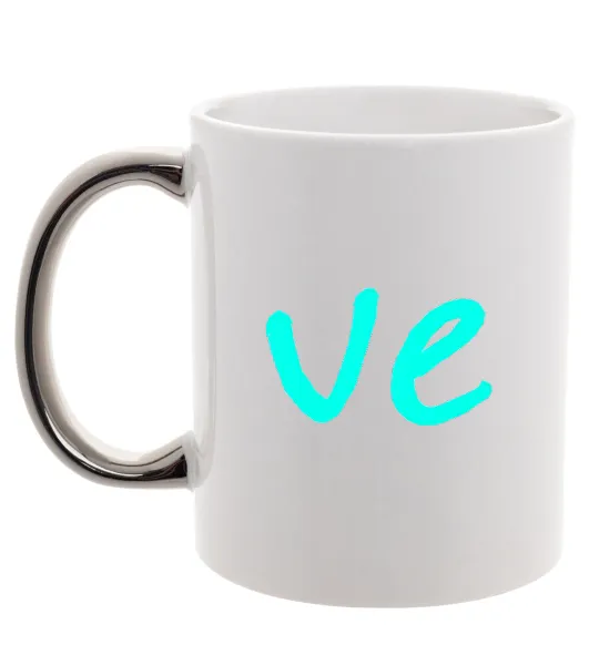 Чашка з кольоровою ручкою VE Срібло фото