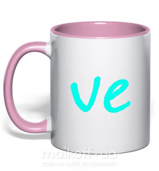 Чашка з кольоровою ручкою VE Ніжно рожевий фото