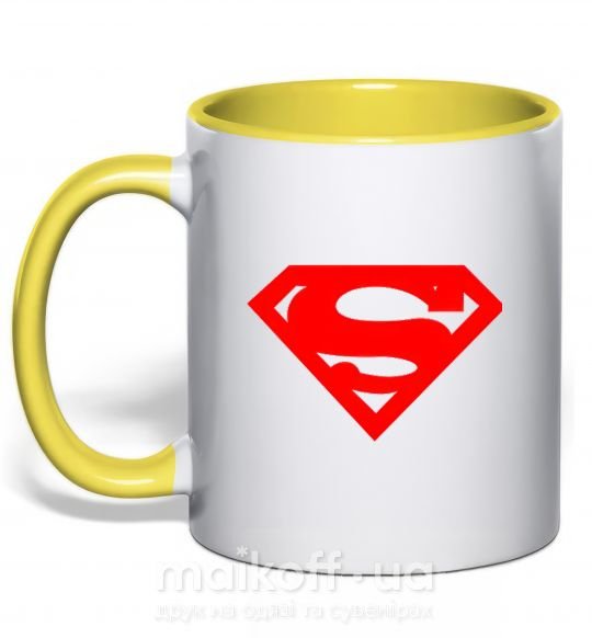 Чашка с цветной ручкой SUPERMAN RED Солнечно желтый фото