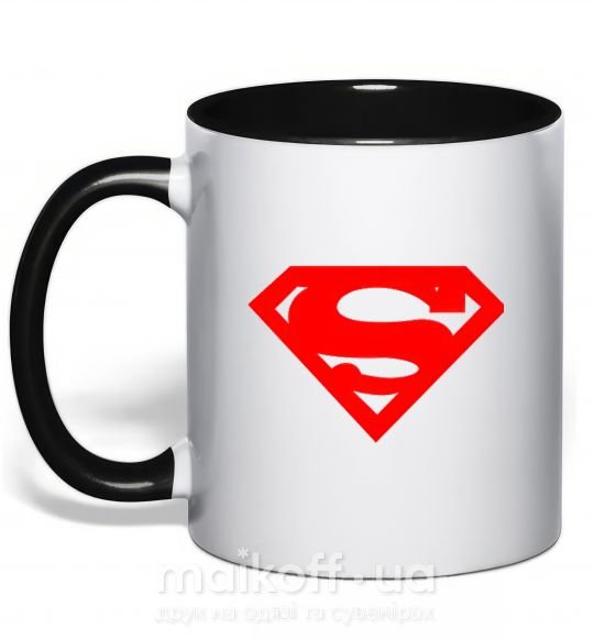 Чашка з кольоровою ручкою SUPERMAN RED Чорний фото