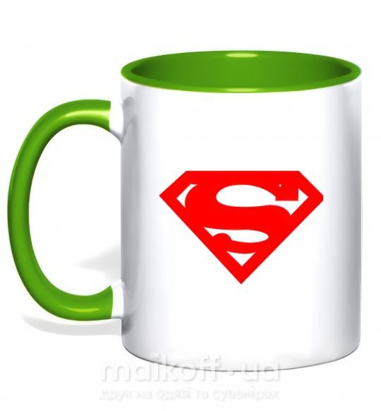 Чашка з кольоровою ручкою SUPERMAN RED Зелений фото