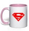 Чашка з кольоровою ручкою SUPERMAN RED Ніжно рожевий фото