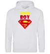 Мужская толстовка (худи) SUPER BOY Серый меланж фото