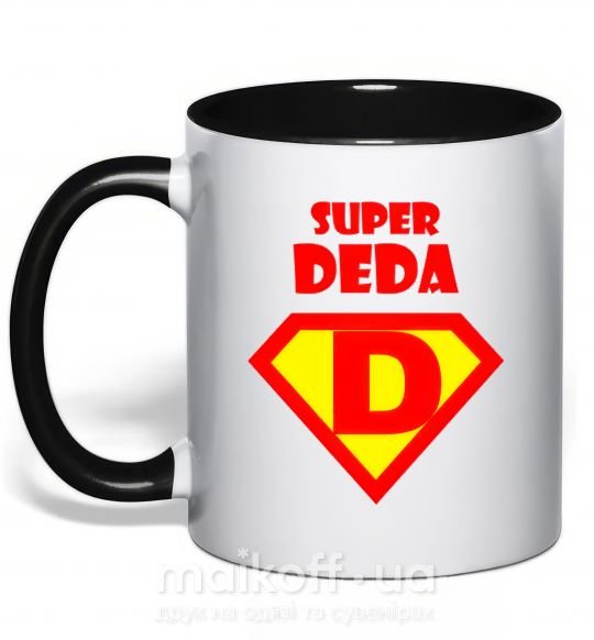 Чашка з кольоровою ручкою SUPER DEDA Чорний фото