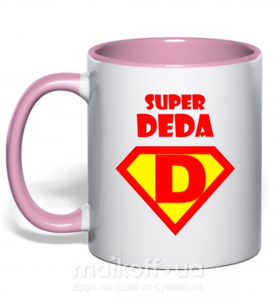 Чашка з кольоровою ручкою SUPER DEDA Ніжно рожевий фото