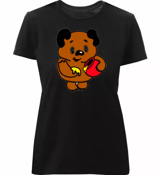 Женская премиум футболка Вінні-Пух Черный фото