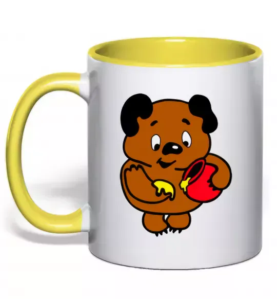 Чашка с цветной ручкой Вінні-Пух Солнечно желтый фото