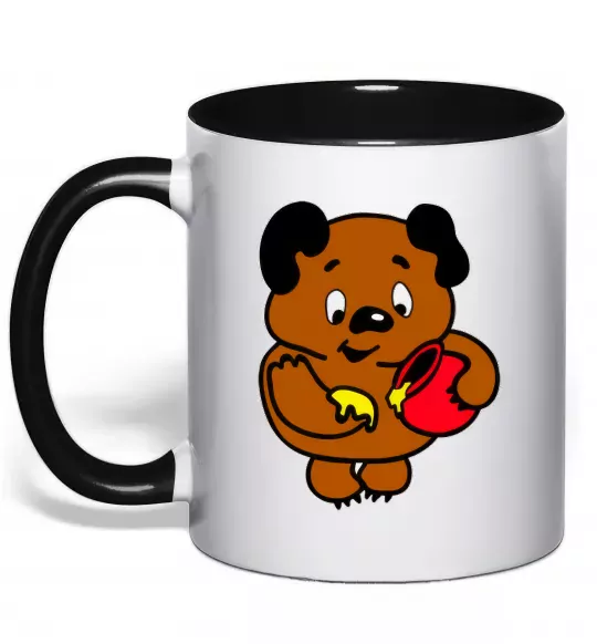 Чашка с цветной ручкой Вінні-Пух Черный фото