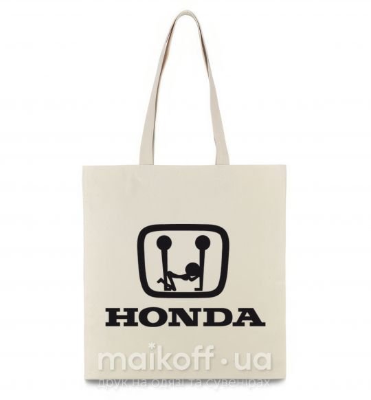 Еко-сумка HONDA неприличный лого Бежевий фото