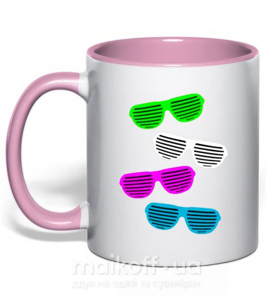 Чашка з кольоровою ручкою DISCO GLASSES Ніжно рожевий фото