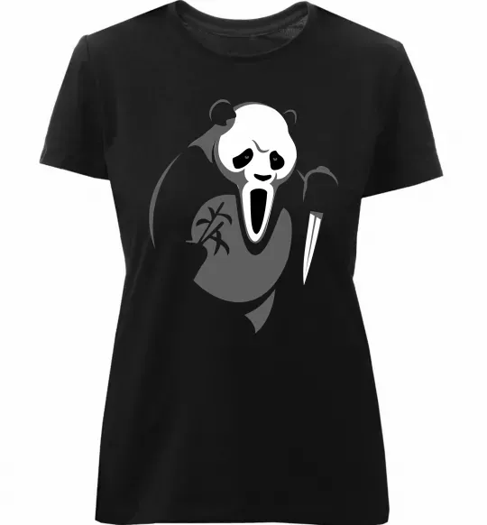 Жіноча преміум футболка ПАНДА з фільму крик Чорний фото